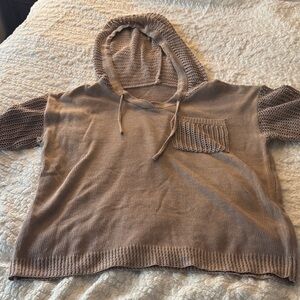 SHEIN Brown Knit Hooded Sweater
